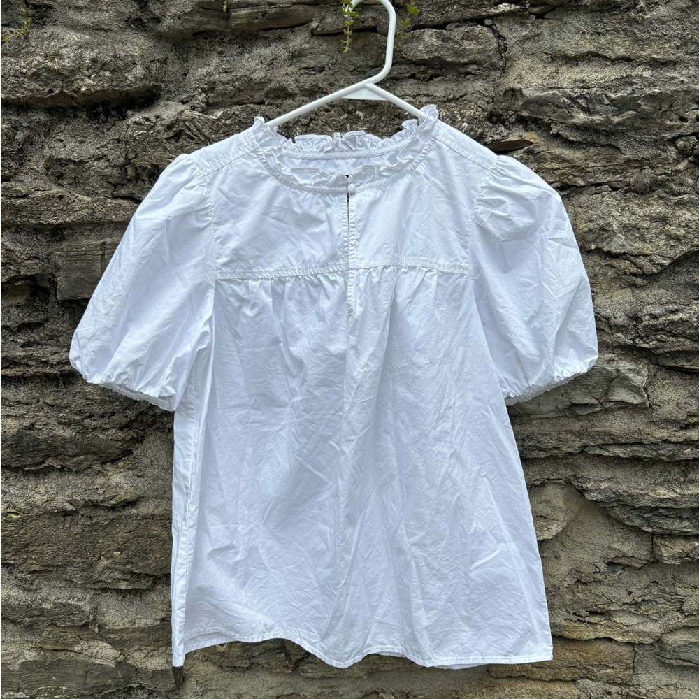 J. Crew White Puff Sleeve Blouse xs